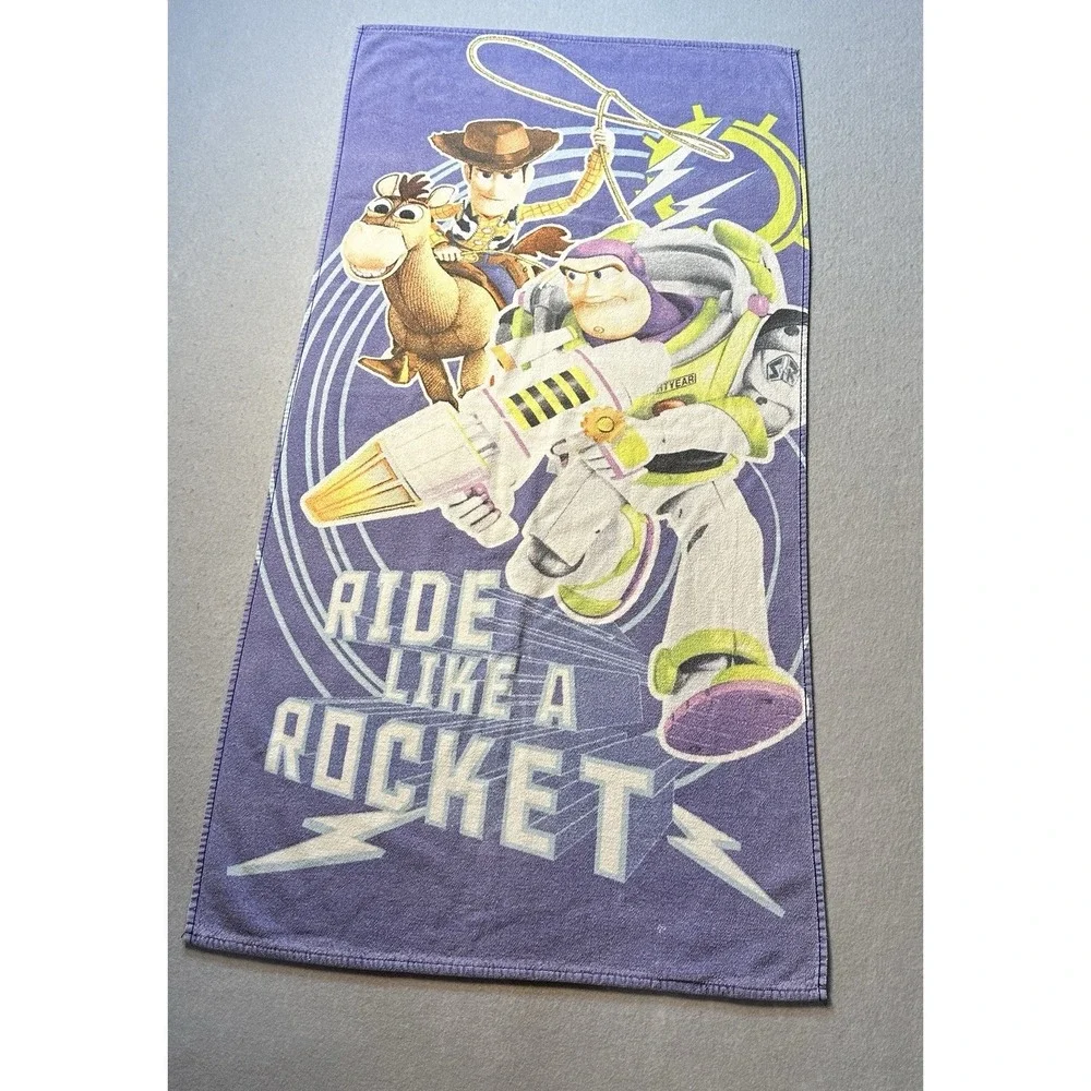 Disney Pixar Toy Story Buzz Lightyear Woody Ride Like a Rocket Beach Towel